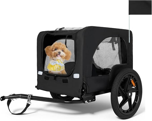 Pet Bike Trailer for Dogs, 88LBS Capacity Dog Bicycle Trailer with 20" Pneumatic Rubber Wheels, Multi-Directional Ventilation, Waterproof Cover, Perfect for Cycling with Pets