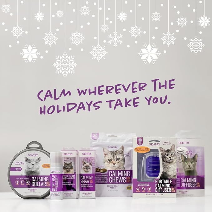 Sentry Calming Collar for Cats, Long-Lasting Pheromone Collar Helps Calm Cats for 30 Days, Reduces Stress, Anxiety, Loud Noises and Separation, 3 Count