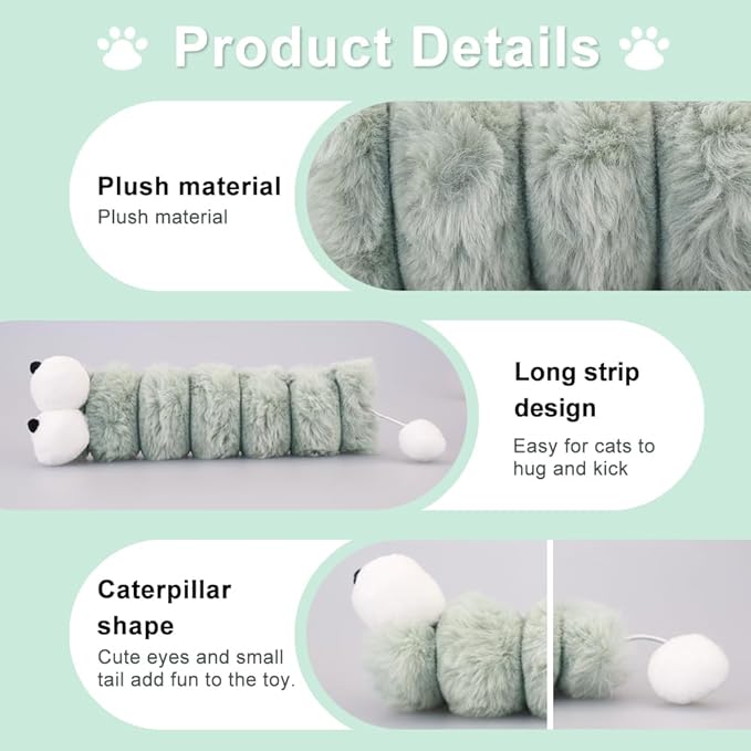 PAZ'S GIFT Cat Toy Interactive cat Mint cat Kick Toy, 11 feet Long, chewable Furry Plush Toy, Soothing Kitten Pillow，Appease The kitten's Pillow