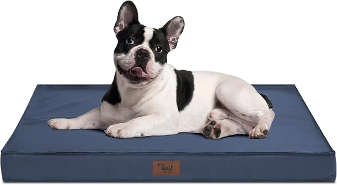 Outdoor Waterproof Dog Bed, Dog Bed for Medium Dogs, Orthopedic Egg Foam Pet Bed with Washable and Removable Oxford Cooling Cover, Navy