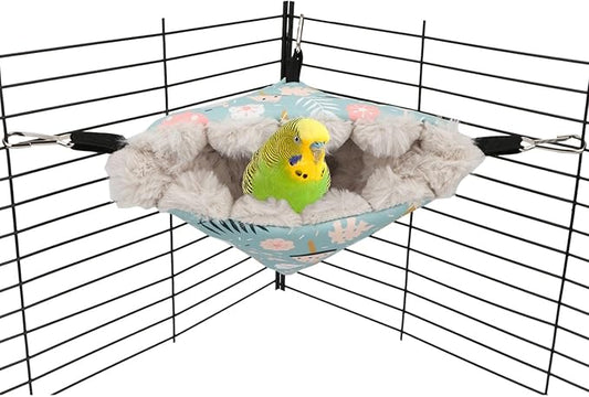 Wontee Bird Nest House Winter Warm Hanging Hammock Bird Bed Snuggle Hut for Parakeets Budgies Caique Conures Cockatiels (Small, Blue)