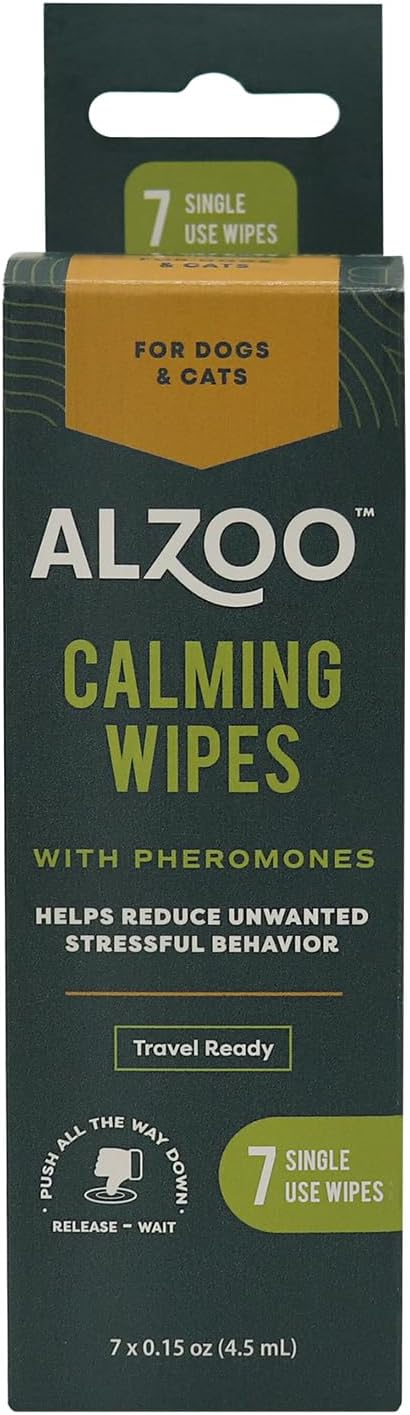 Calming Wipes with Pheromones for Cats and Dogs, On The Go Wipes Helps Reduce Stressful Behavior, 0.15 Ounce