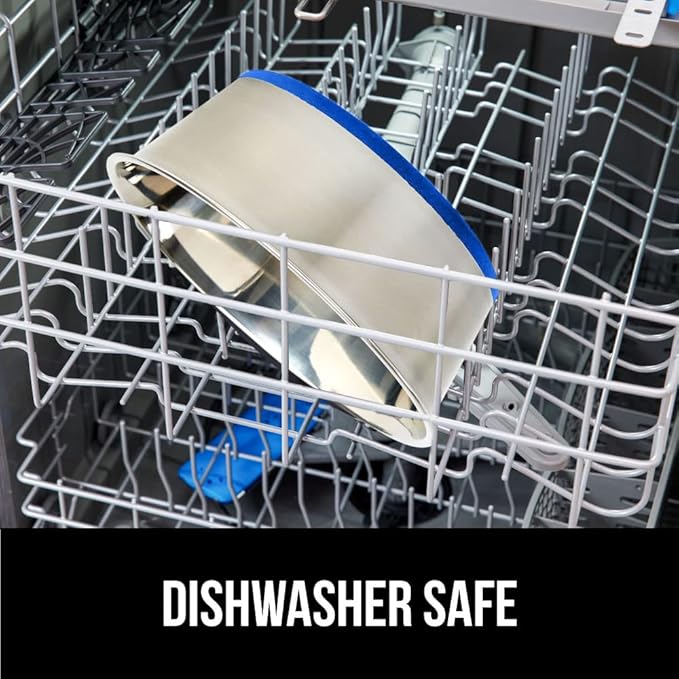 GORILLA GRIP Set of 2 Dog Bowls, Heavy Duty Metal Food and Water Bowl for Feeding Dogs and Cats, Dishwasher Safe, Rust Resistant Stainless Steel, BPA Free Rubber Base, Holds 2 Cups (16 fl oz), Blue