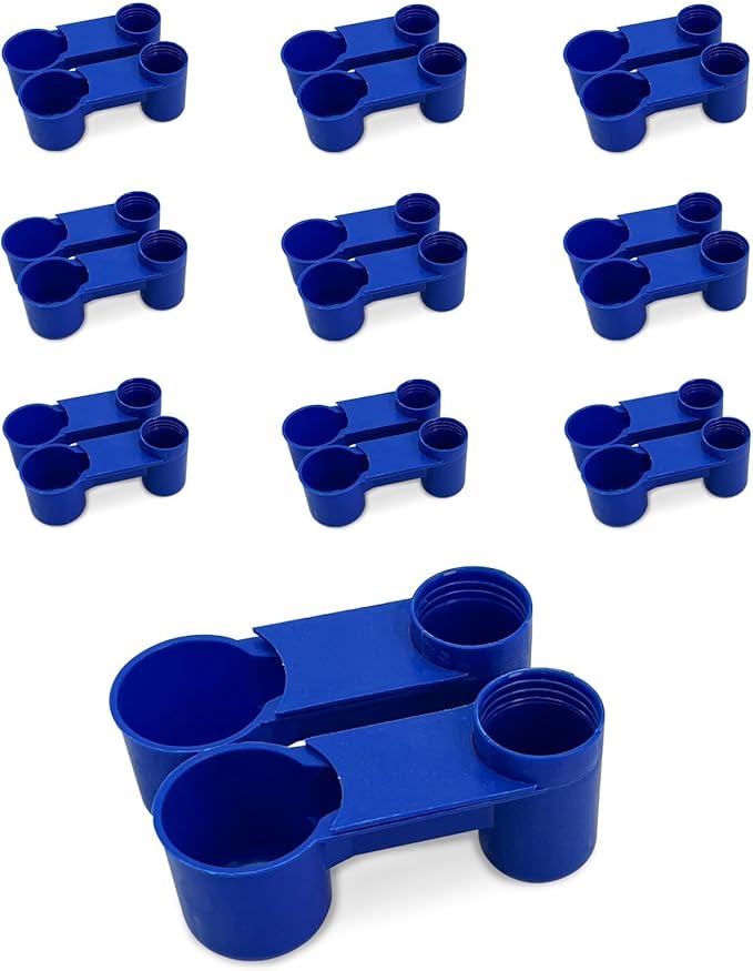 kathson 20 Pcs Bird Drinker Feeder Plastic Soda Pop Water Bottle Cup Ideal for Chicken Pigeons Birds Feeder Trough Animal Feeding Accessories (Blue)