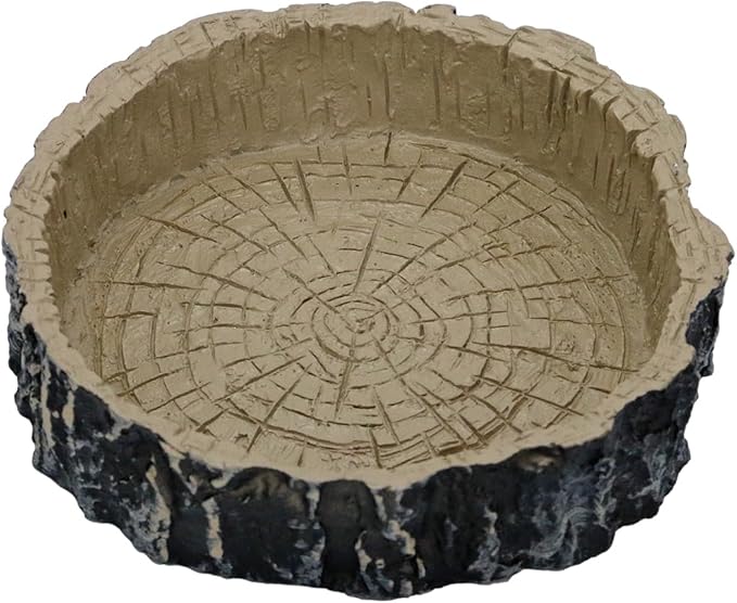 Tree Trunk Feeding Dish Bowl,Reptile Water Dish Food Bowl, Amphibians Tree Trunk Water/Food Bowl, Premium Resin Reptile Feeding Terrarium Bowls for Bearded Dragon Lizard Gecko