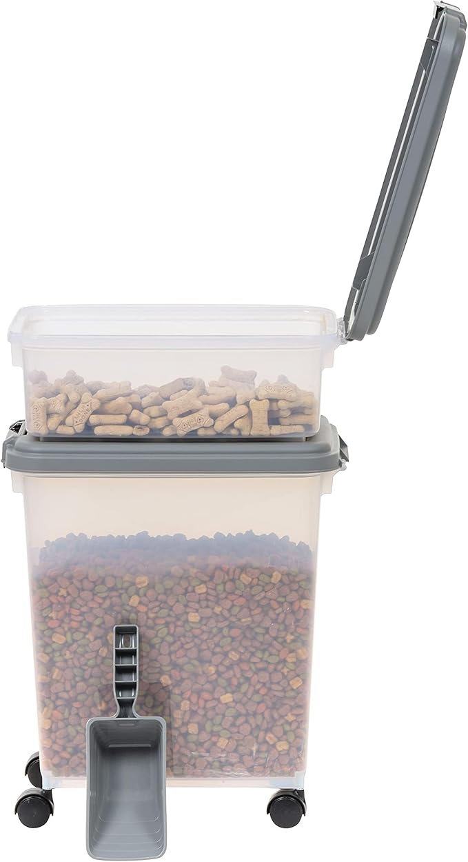 Amazon Basics 3-Piece Airtight Dog Food Storage Container Combo with Scoop, 33 QT + 12 QT