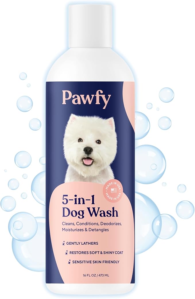 Pawfy Dog Shampoo and Conditioner for Itchy Skin Relief | Puppy Shampoo for Sensitive Skin | Natural 5 in 1 Pet Shampoo with Coconut, Oatmeal & Aloe Vera| Ideal Dog Wash for Smelly Dogs