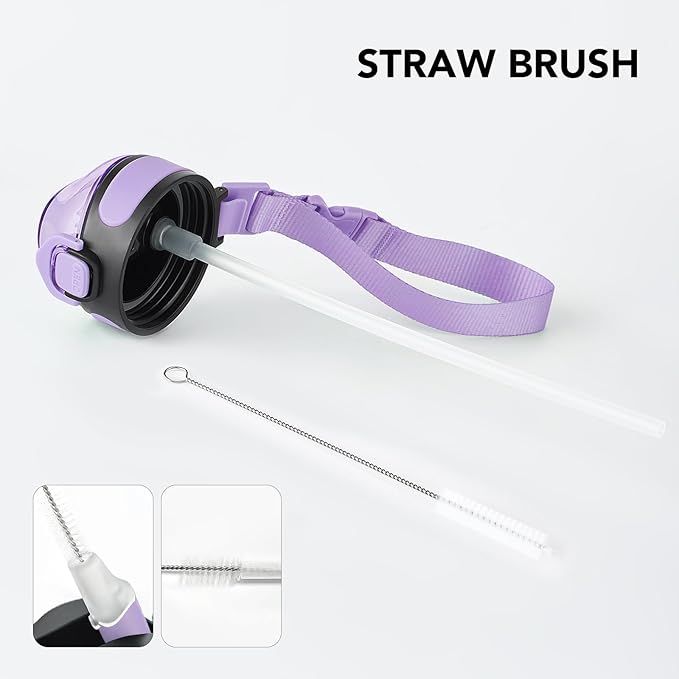 Enerbone 24 oz Insulated Water Bottle, Stainless Steel Bottle with Carrying Strap, Double-Wall Vacuum Insulation Design, Leakproof Sports Bottle with Straw, Keep Drinks Cold or Hot for Hours