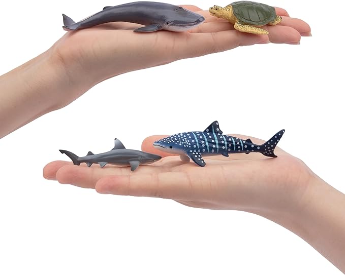 TOYMANY 24pcs Mini Ocean Animal Figurines: Realistic Cake Toppers with Sharks, Whales & Octopus - Great for Kids' Parties, Gifts & School Projects