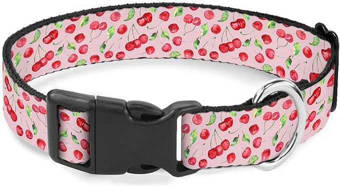 Red Cherry Fruit Pink Dog Collar Cat Big Neck Collars Soft for Small Extra Large Heavy Duty Pet Dogs