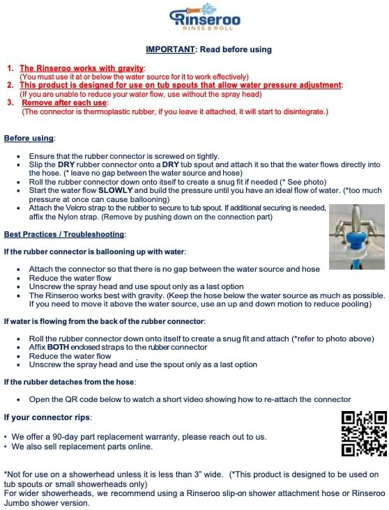 Rinseroo: Slip-On Tub Hose – As Seen on Shark Tank – 5ft Flex Bathtub Faucet Sprayer – Easy Rinse for Pets, Hair & Cleaning – No Installation Needed – Fits Faucets Up to 3” Wide – Mess-Free & Portable