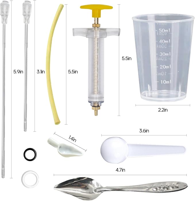 8 Pcs Bird Feeding Syringe Set Feeding Tubes for Baby Birds Parrot Hand Feeding Syringe Pet Syringe Feeding Tube Stainless Steel Metal Feeding Spoon Small Animals (50ml-Set of Eight)