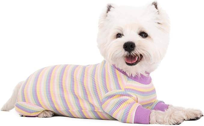 Striped Dog Recovery Suit Female Male For Small Medium Dogs,Dog Surgical Recovery Suite Bodysuit After Surgery Zipper On Back Puppy Cat Long Sleeve Onesies Bodysuit After Surgery Wound Protective