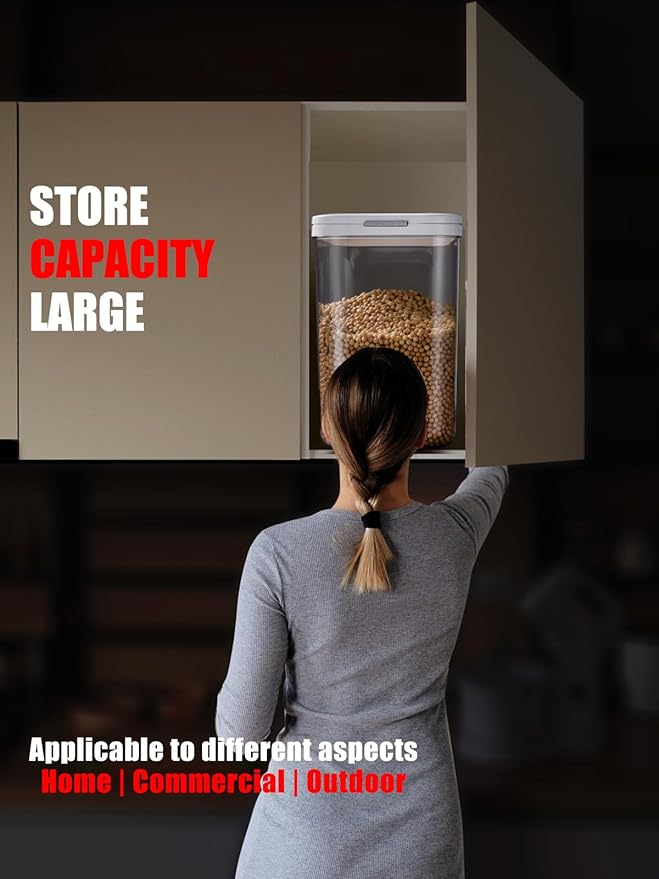 LivLab Mker Rice Storage Container -10Lbs/1.3Gal/6KG Rice Container Airtight Grain Dispenser Kitchen Pantry Organizer with Measuring Cup, BPA-Free, Clear Design for Dry Food