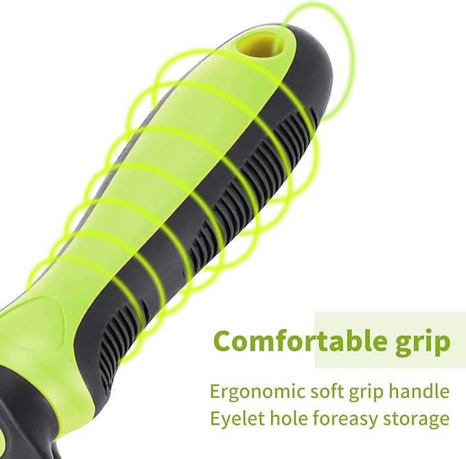 Pet Grooming Tool - 2 Sided Undercoat Rake for Cats and Dogs - Safe Dematting Comb for Easy Mats & Tangles Removing - No More Nasty Shedding and Flying Hair