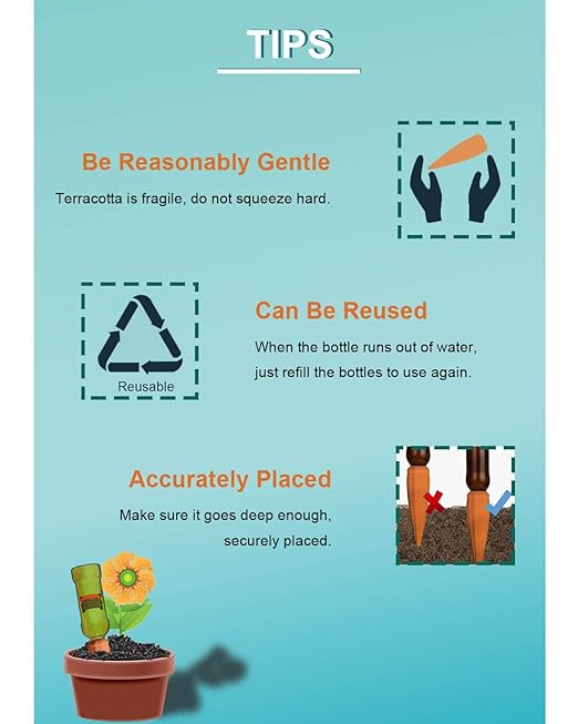 Terracotta Self Watering Spikes - 10 Pcs Potted Plant Watering Devices Vacation Self-Watering Stakes for Outdoor, Indoor Plants, Wine Bottle