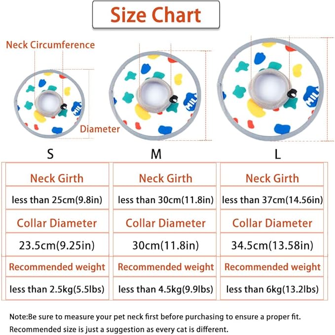 Cat Cone Collar 2pcs Adjustable Protective Collar for Pet Cat Recovery, Wound Healing (A-Milk, M+L)