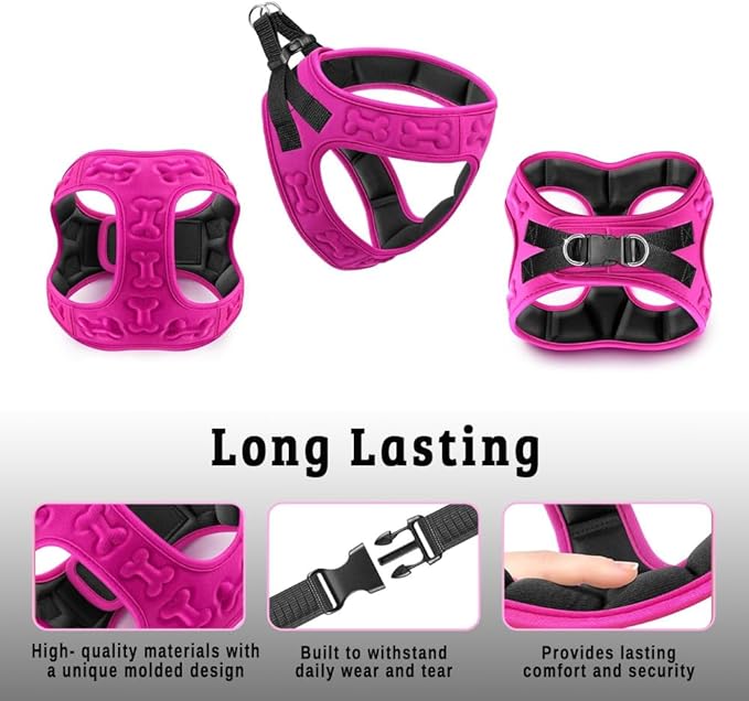 Comfort fit Step-in Dog & Puppy Harness - Comfortable All Weather Dog Vest Harness: Adjustable, Soft Padded, Easy to Put-on for Small, Medium-Sized Dogs.