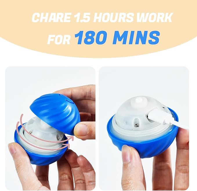 Interactive Dog Ball, Automatic Moving Toy Ball with Cover for Large Dogs, Self Rolling Best Boredom Toys for Gift, Dog Toys to Keep Them Busy(Orange, Medium 2.7in)