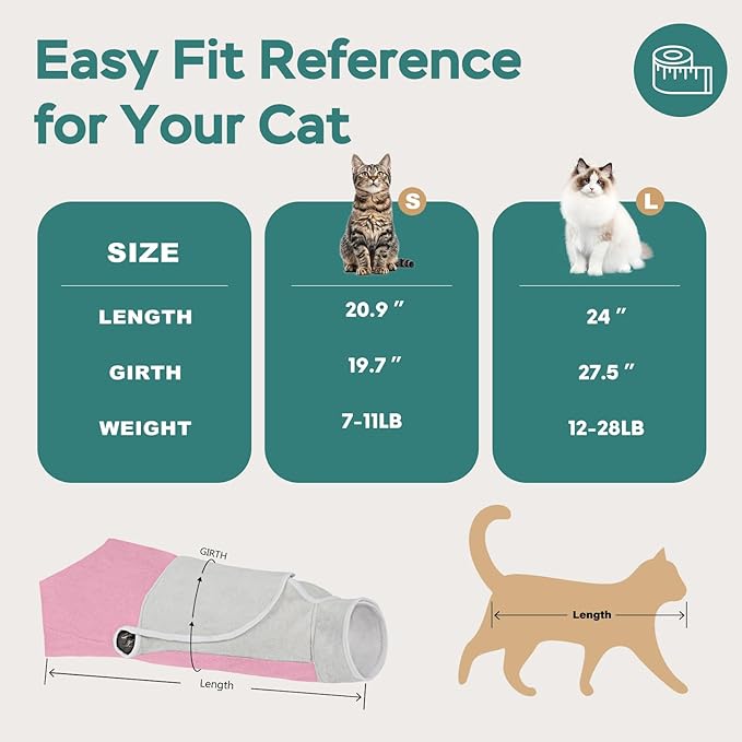 Self-Adhesive Cat Grooming Wrap, Cozy Cat Wrap for Cutting Nails, Breathable Anti-Scratch Cat Swaddle Bag for Brushing, Ear Cleaning, Dental Care, Medication, Injections, Pink S