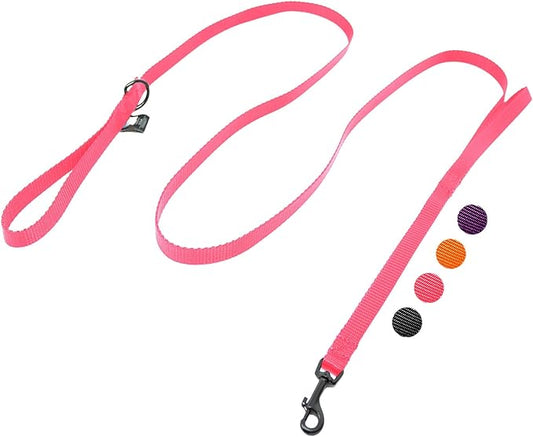 Dog Leash for Teacup Toy Minature and Small Dogs Primary & Traffic Handle The Bulk Multiple Sizes & Colors 5/8” Width Nylon Proudly Made in The USA (Hot Pink, 10 Foot)