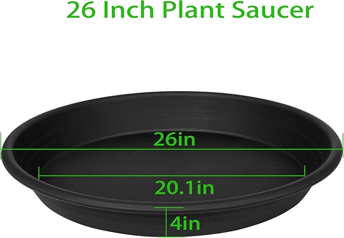 1 Pack of 26 inch Plant Saucer, Large Plant Tray, Heavy Sturdy Plant Drainage Tray for Indoors, Bird Bath Bowls, Sturdy Plastic Pot Tray for Planter (Black)