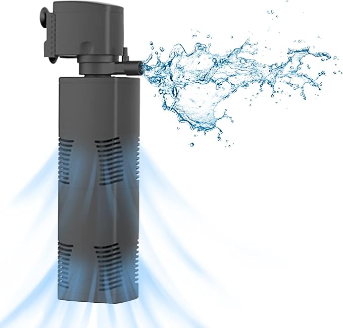 TARARIUM Fish Tank Filter Small Pond Filter for 100-200 Gal. Tank Crystal 420GPH Biochemical Filtration Powerful Submersible Water Pump Large Aquarium Accessories Air Supply