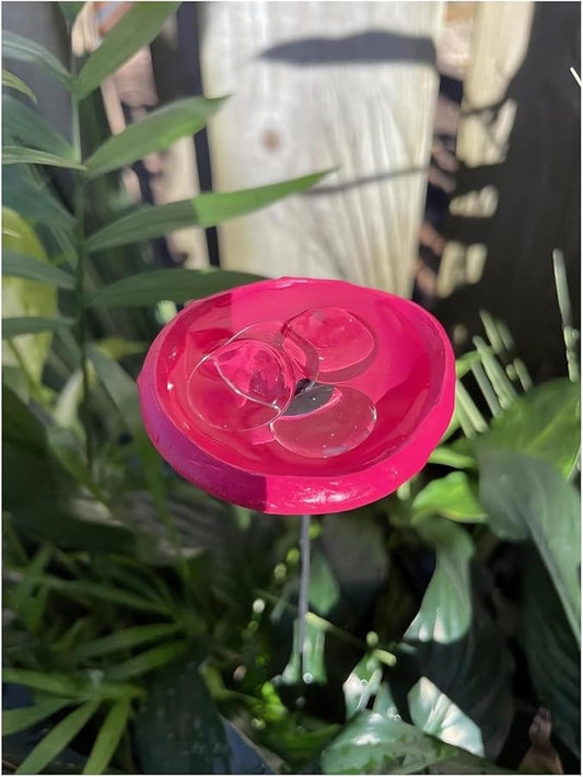 2026 Upgrade Bee Watering Station Butterfly Puddler Hummingbird Drinking Cups with Glass Marbles Colorful Bee Watering Cups for Garden Pollinator Watering Station Garden Decor for Outside (Pink)