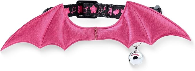 1 PC Bat Wing Cat Collar with Bell, Adjustable Kitten Collar with Safety Breakaway Buckle for Boy&Girl Cats, Halloween Christmas Cat Accessories for Kitten Puppy