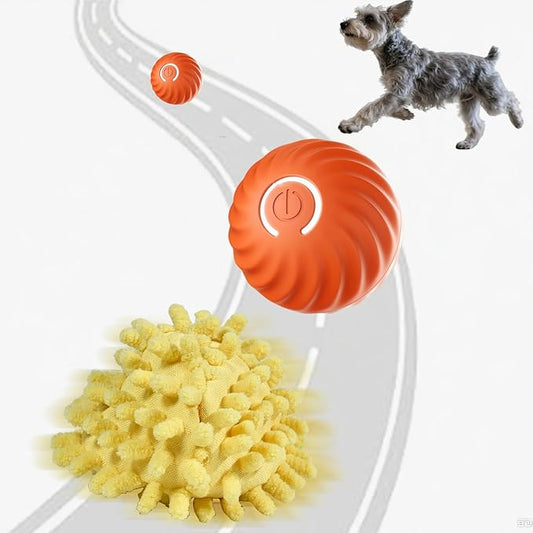Interactive Dog Ball, Automatic Moving Toy Ball with Cover for Large Dogs, Self Rolling Best Boredom Toys for Gift, Dog Toys to Keep Them Busy(Orange, Small 2.2in)