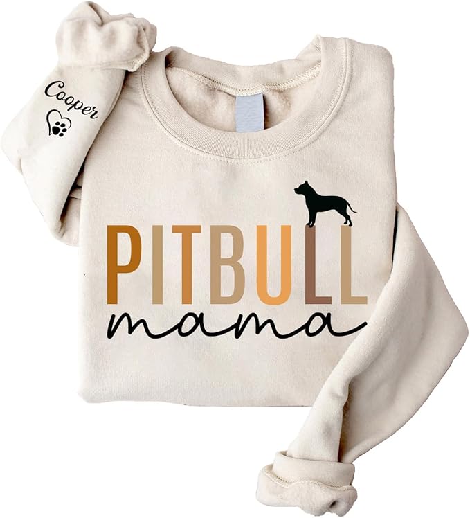 LOVELYPOD Custom Dog Mama Sweatshirt with Dogs Name on Sleeve, Fur Mom Sweater, Dogs Lover