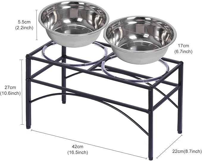 Funkeen Elevated Dog Bowls Raised Pet Feeder Cat Food & Water Diner Stand Set