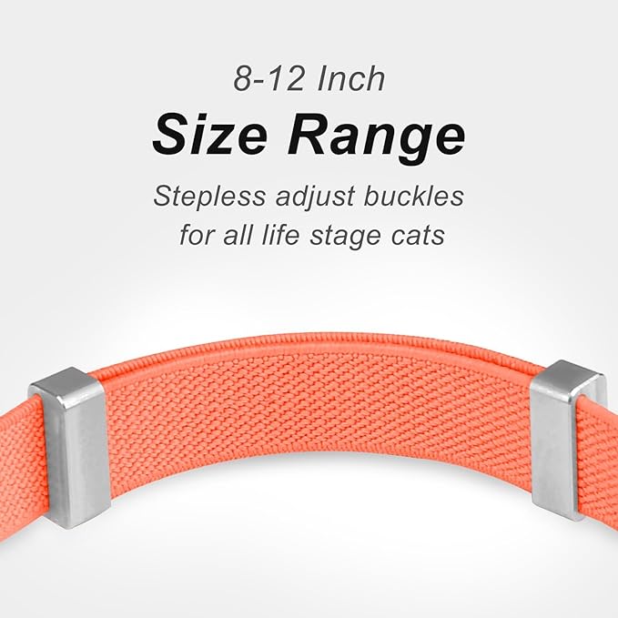 AirTag Cat Collar,Ultra Elastic Cat Tracker Collar with Apple Air Tag Holder, [Lightweight][Scratch Resistant] Stepless Adjustable GPS Pet Collar for Cats Kittens (Orange)