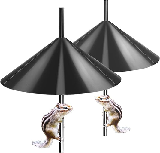 19 Inch Extra Large Squirrel Baffle, Squirrel Proof Bird Feeders,Rodents Cage Accessories of Bird Houses, Squirrels Buster Bird Feeders(Black 2 Pack