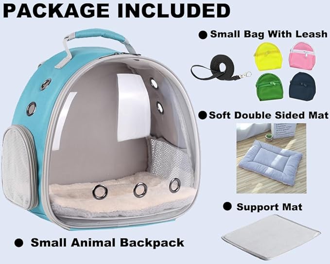 Portable Small Animal Backpack Travel Breathable Pet Carrier Bag Cages for Guinea Pig, Rabbit, Bearded Dragon, Squirrel, Tortoise, Bird, Lizard, Sugar Glider