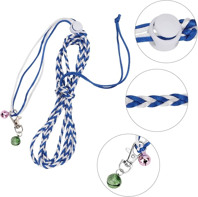 Hypeety 1PC Pet Rat Mouse Lead Leash Harness Adjustable Hamster Rat Mouse Adjustable Rope Safety Portable Design with an Extra Bell Random Color (Rope 55.12")
