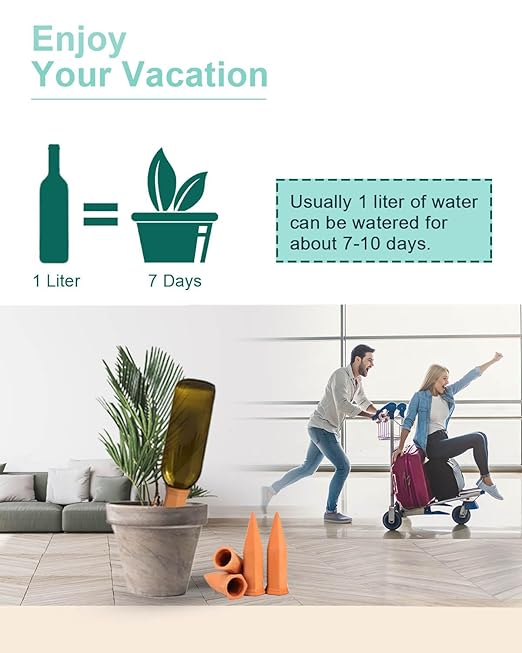 vensovo 10pcs Terracotta Watering Spikes - Colorful Automatic Self Watering Stakes, Plant Watering Devices for Wine Bottles Recycled Bottles, Clay Plant Garden Waterers for Vacations