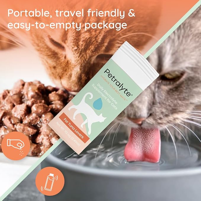 Petralyte Cat Hydration Electrolyte and Cat Joint Supplement | Hydration Support for Cats w/Glucosamine, Chondroitin, L-Glutamine, Taurine, Lysine & Prebiotics | for Tuna Lovers | 16 Packets