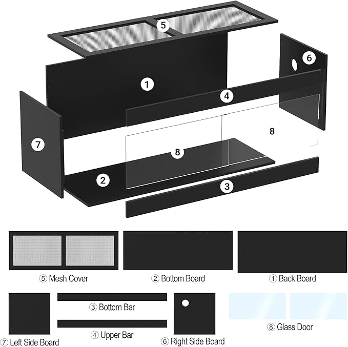 OIIBO 67 Gallon Reptile Original Wood Enclosure, 48"x18"x18" Large Reptile Terrarium with Double Hinge Sliding Doors and Top Screen Ventilation Reptiles Habitat Lounge Black