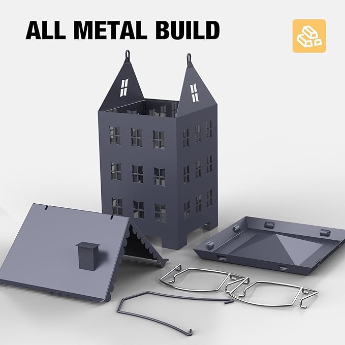 Veehoo Bird House Feeder for Outdoors Hanging, Metal Wild Finch Feeders for Outside, Outdoor Cardinal Birdfeeder Decorative Unique for Mixed Seed, Dark Blue