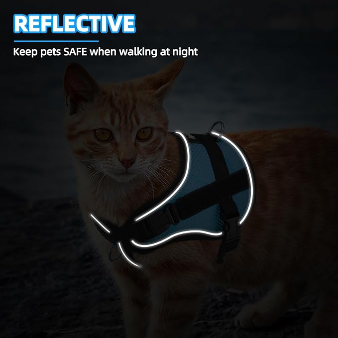 PUPTECK Cat Harness and Leash Set Escape Proof, Adjustable Reflective Kitten Jacket Easy Control, Pet Vest Harness for Cats Small Dogs Puppies Walking and Travel