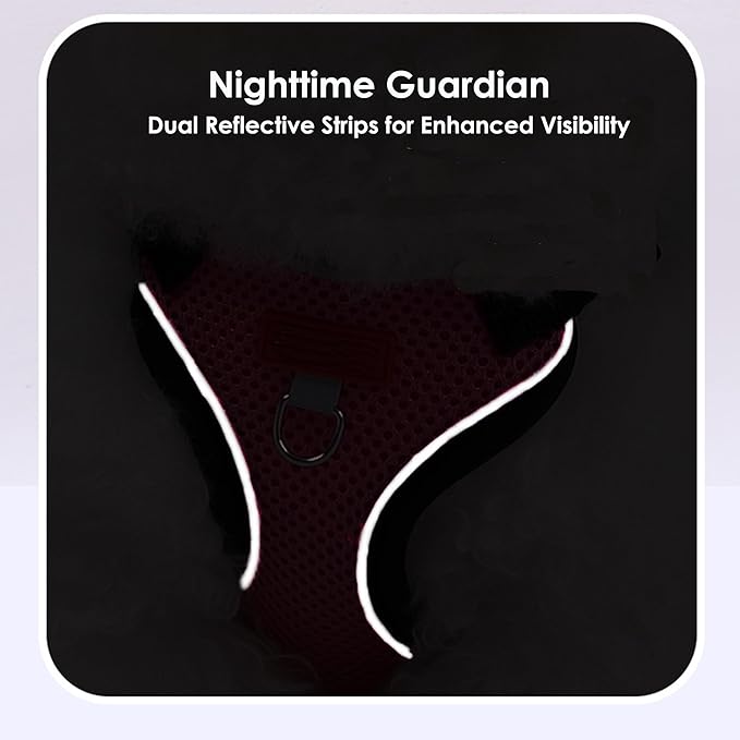 Cat Harness and Leash Set for Walking – Escape-Proof Reflective Vest for Cats and Small Dogs, Adjustable Soft Air Mesh with Pressure-Reducing Design, 4.92ft (Red&Black, S)