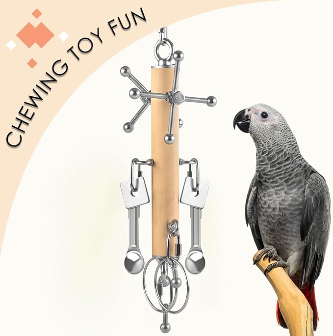 KATUMO Bird Toys, Parrot Pull Spoons, Spinning Toys for Small to Large Parrots