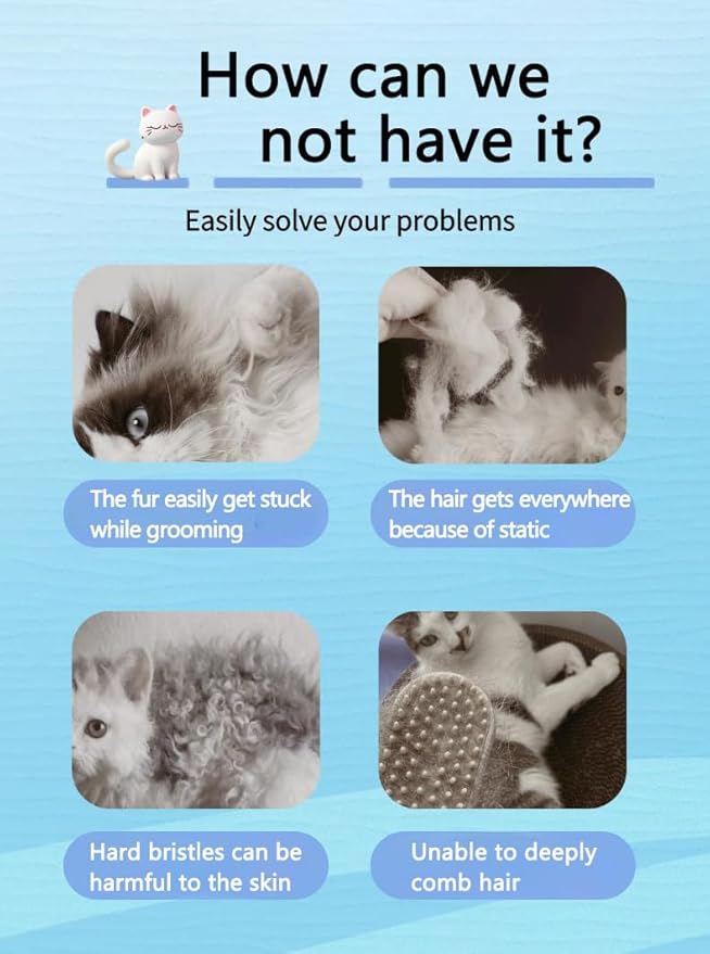 Pet Grooming Steam Brush, Pet Spray Hair Removal Comb, Anti-Static, Rechargeable, Comfortable Grip, for Dogs & Cats, Spray Hair Removal Comb, Steam Brush for Shedding & Grooming, White