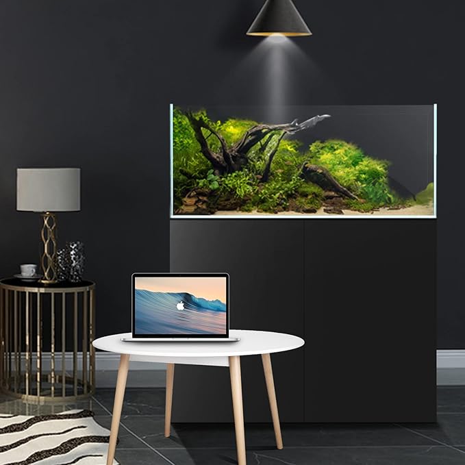 Fzone 48 Gal Rimless Low Iron Fish Tank Nova Clear Ultra-White 45° Mitered Edges Translucent Glass Anata Series Aquarium w/Black Foam Leveling Mat(S90-W45)