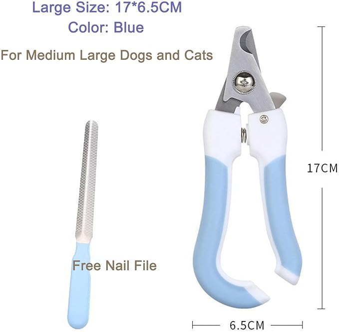 Pets Nail Clippers and Trimmers-with Safety Guard to Avoid Overcutting, Free Nail File, Razor Sharp Blade-Professional Grooming Tool for Pets,Suit for All Dogs and Cats (Large Size)