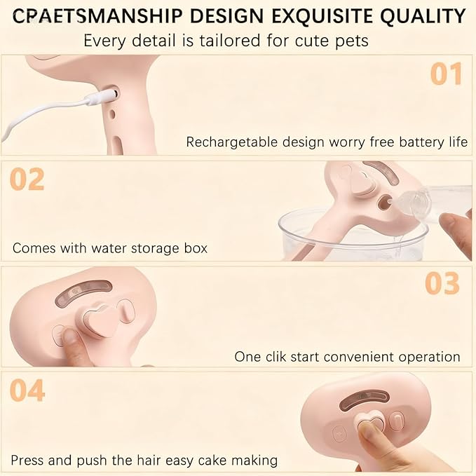 Pet Steam Brush for Cats and Dogs, 3 In 1 Steamy Cat Brush with Release Button and Tank, Anti-Static Pet Spray Hair Removal Comb, Rechargeable Dog Steam Comb for Furry (Pink)