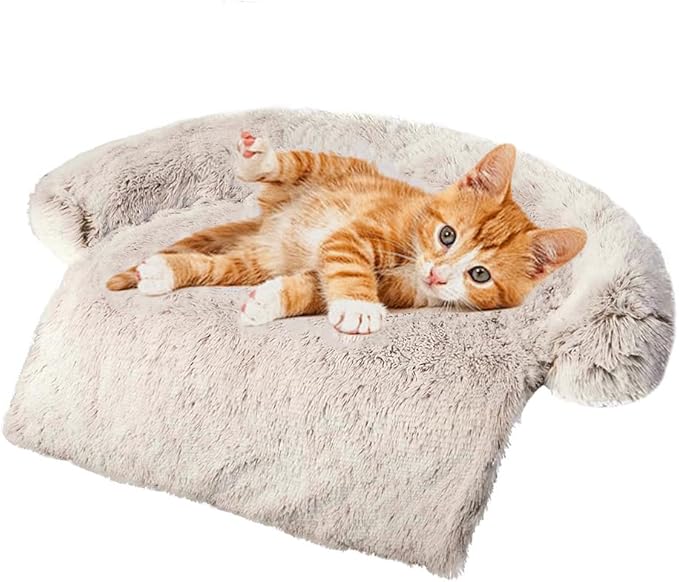 Calming Dogs/Cats Bed Mats, Dog Pad Washable Removable Couch Cover, Plush Long Fur Mat for Pets, Waterproof Lining, Perfect for Small, Medium and Large Dogs and Cats (Gradient Brown, 31"x23")