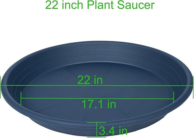 2 Pack of 22 inch Plant Saucer, Large Plant Tray, Heavy Sturdy Plant Drainage Tray for Indoors, Bird Bath Bowls, Sturdy Plastic Pot Tray for Planter 20 21"(Blue)