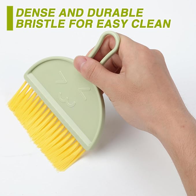 RYPET Pet Cage Cleaning Tool-Small Broom and Dustpan Set, Mini Dustpan and Whisk Brush Set for Guinea Pig Chinchilla Hamster Ferret Hedgehog Rabbit Reptile, Cage Cleaner for Small Animal Waste Green